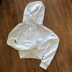 White Crop Mesh Hoodie